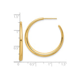 14k Yellow Gold Hoop Earrings, Medium Size Smooth Polished Minimalist Design for Women