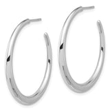 14k White Gold Hoop Earrings, Classic Polished Round Hoops with Smooth Finish for Women