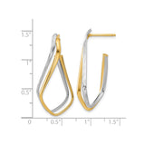 14k Two-Tone Gold Twisted Teardrop Hoop Earrings with Hammered Texture