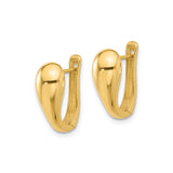 14k Yellow Gold Teardrop Hoop Earrings, Polished Minimalist Design for Women