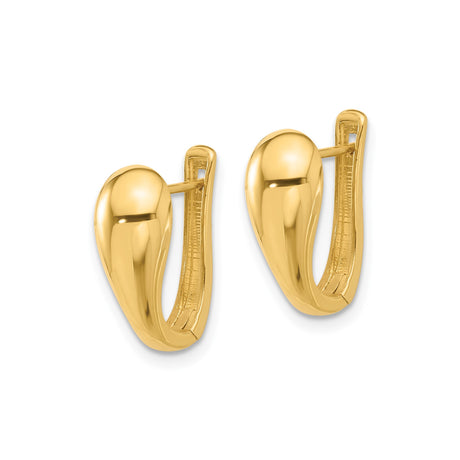 14k Yellow Gold Teardrop Hoop Earrings, Polished Minimalist Design for Women