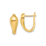 14k Yellow Gold Teardrop Hoop Earrings, Polished Minimalist Design for Women