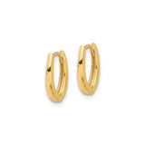 14k Yellow Gold Oval Hoop Earrings, Small Elongated Hoops with Hinged Back, Minimalist Lightweight Design