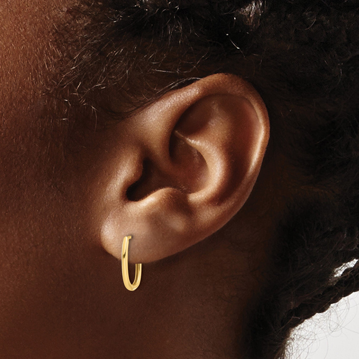 14k Yellow Gold Oval Hoop Earrings, Polished Hinged Design, Minimalist Style for Women