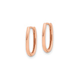 14k Rose Gold Oval Hoop Earrings, Polished Huggie Hoops with Sleek Minimalist Design