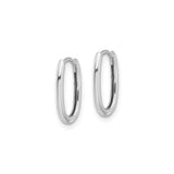 14k White Gold Oval Hoop Earrings, Polished Lightweight Design for Women and Unisex Wear