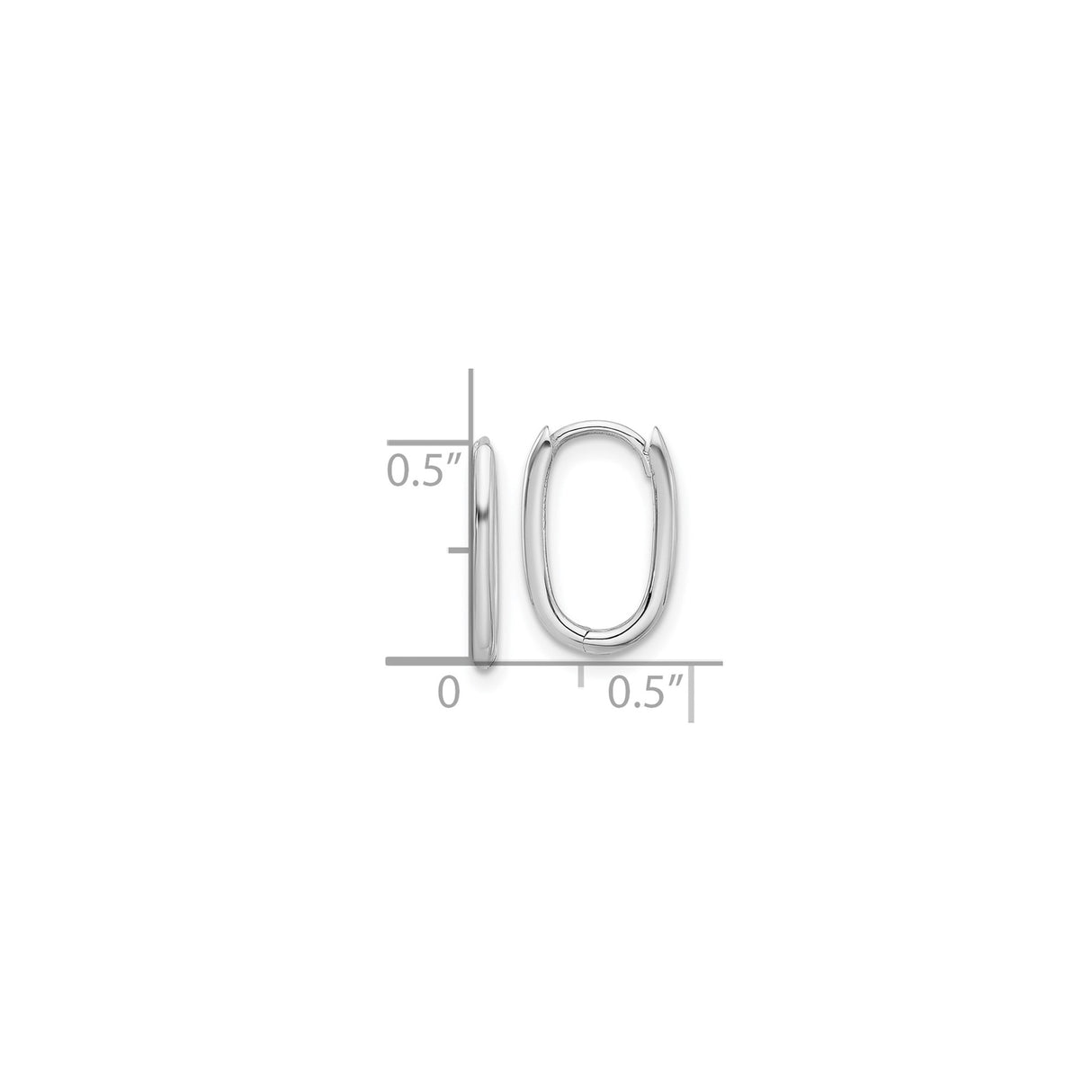 14k White Gold Oval Hoop Earrings, Polished Lightweight Design for Women and Unisex Wear