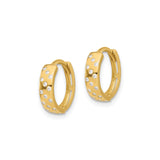 14k Yellow Gold Hoop Earrings with Cubic Zirconia Accents, Sleek Polished Lightweight Design