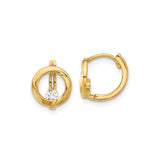14k Yellow Gold Hoop Earrings with Cubic Zirconia, Modern Circular Design