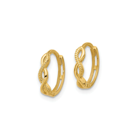14k Yellow Gold Hoop Earrings with Twisted Rope Design and Polished Finish