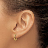 14k Yellow Gold Hoop Earrings with Twisted Rope Design and Polished Finish
