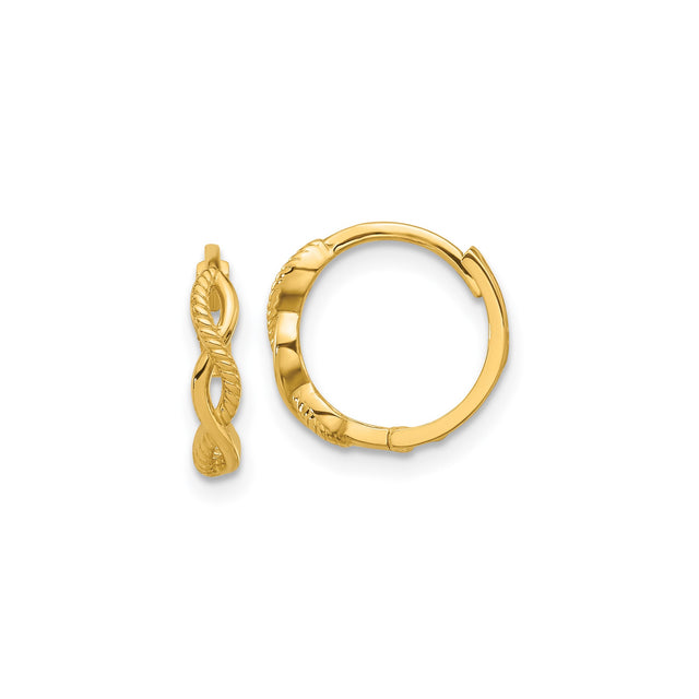 14k Yellow Gold Hoop Earrings with Twisted Rope Design and Polished Finish