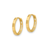 14k Yellow Gold Hoop Earrings, Lightweight Flat-Edge Hinged Hoops with Faceted Design for Women
