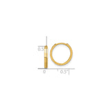 14k Yellow Gold Hoop Earrings, Lightweight Flat-Edge Hinged Hoops with Faceted Design for Women