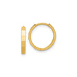 14k Yellow Gold Hoop Earrings, Lightweight Flat-Edge Hinged Hoops with Faceted Design for Women