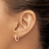 14k Rose Gold Hoop Earrings with Faceted Edges, Sleek Polished Lightweight Design