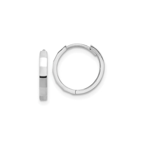 14k White Gold Hoop Earrings, Polished Minimalist Design, Lightweight Contemporary Style