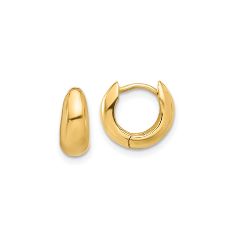 14k Yellow Gold Huggie Hoop Earrings, Polished Smooth Finish, Minimalist Round Design