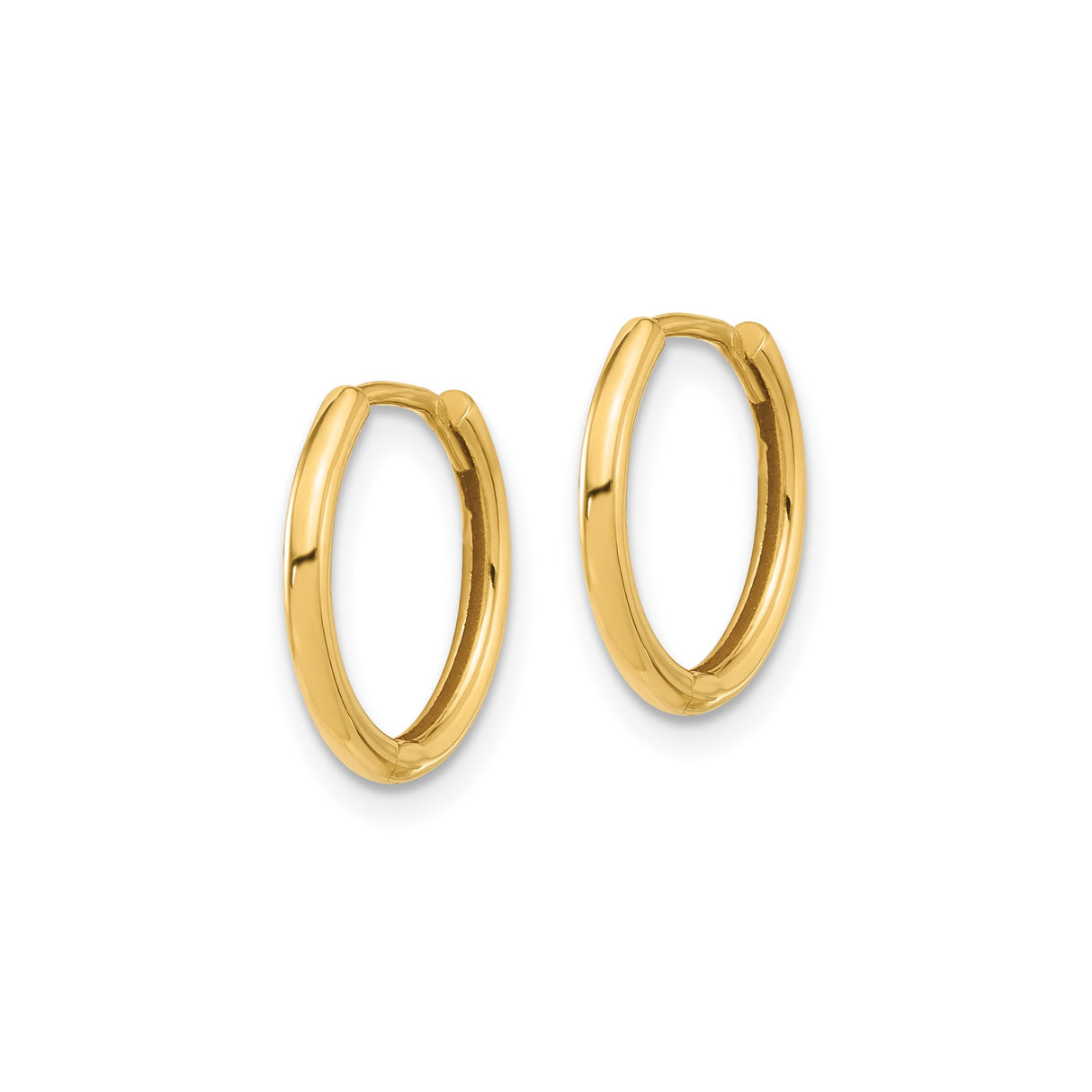 14k Yellow Gold Hoop Earrings, Polished Smooth Finish, Minimalist Lightweight Design