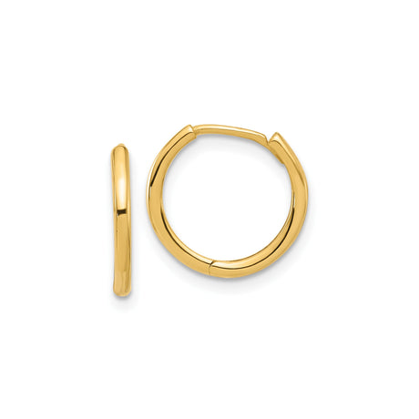 14k Yellow Gold Hoop Earrings, Polished Smooth Finish, Minimalist Lightweight Design