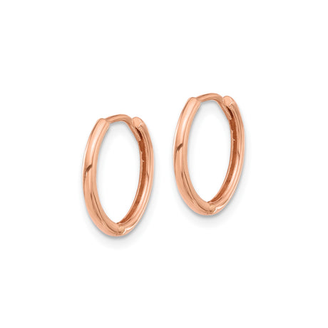 14k Rose Gold Hoop Earrings, Lightweight Polished Minimalist Style for Women