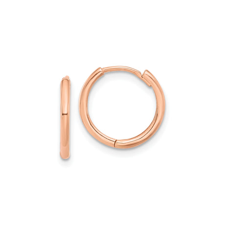 14k Rose Gold Hoop Earrings, Lightweight Polished Minimalist Style for Women