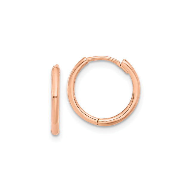 14k Rose Gold Hoop Earrings, Lightweight Polished Minimalist Style for Women