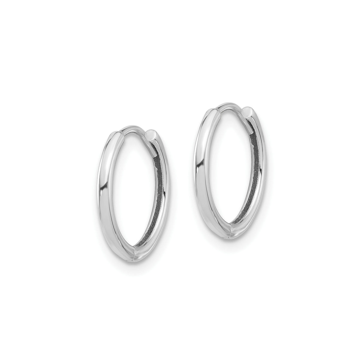 14k White Gold Hoop Earrings, Classic Polished Round Design, Lightweight Everyday Jewelry