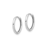 14k White Gold Hoop Earrings, Classic Polished Round Design, Lightweight Everyday Jewelry