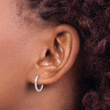 14k White Gold Hoop Earrings, Classic Polished Round Design, Lightweight Everyday Jewelry