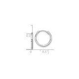 14k White Gold Hoop Earrings, Classic Polished Round Design, Lightweight Everyday Jewelry