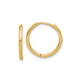 14k Yellow Gold Hoop Earrings, Small Polished Round Hoops, Minimalist Daily Wear Jewelry for Women