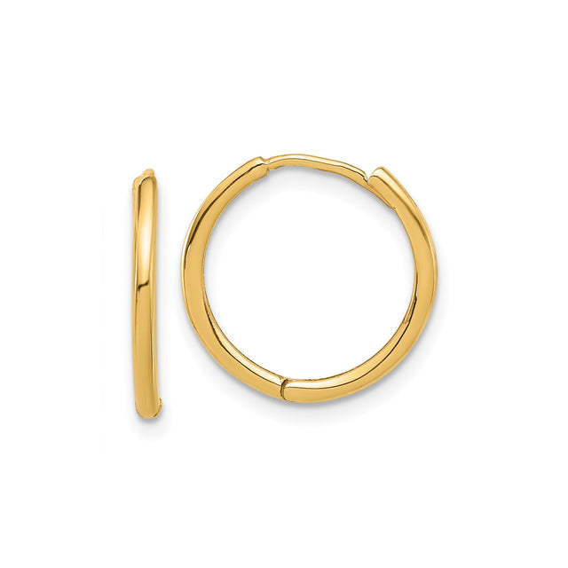 14k Yellow Gold Hoop Earrings, Small Polished Round Hoops, Minimalist Daily Wear Jewelry for Women