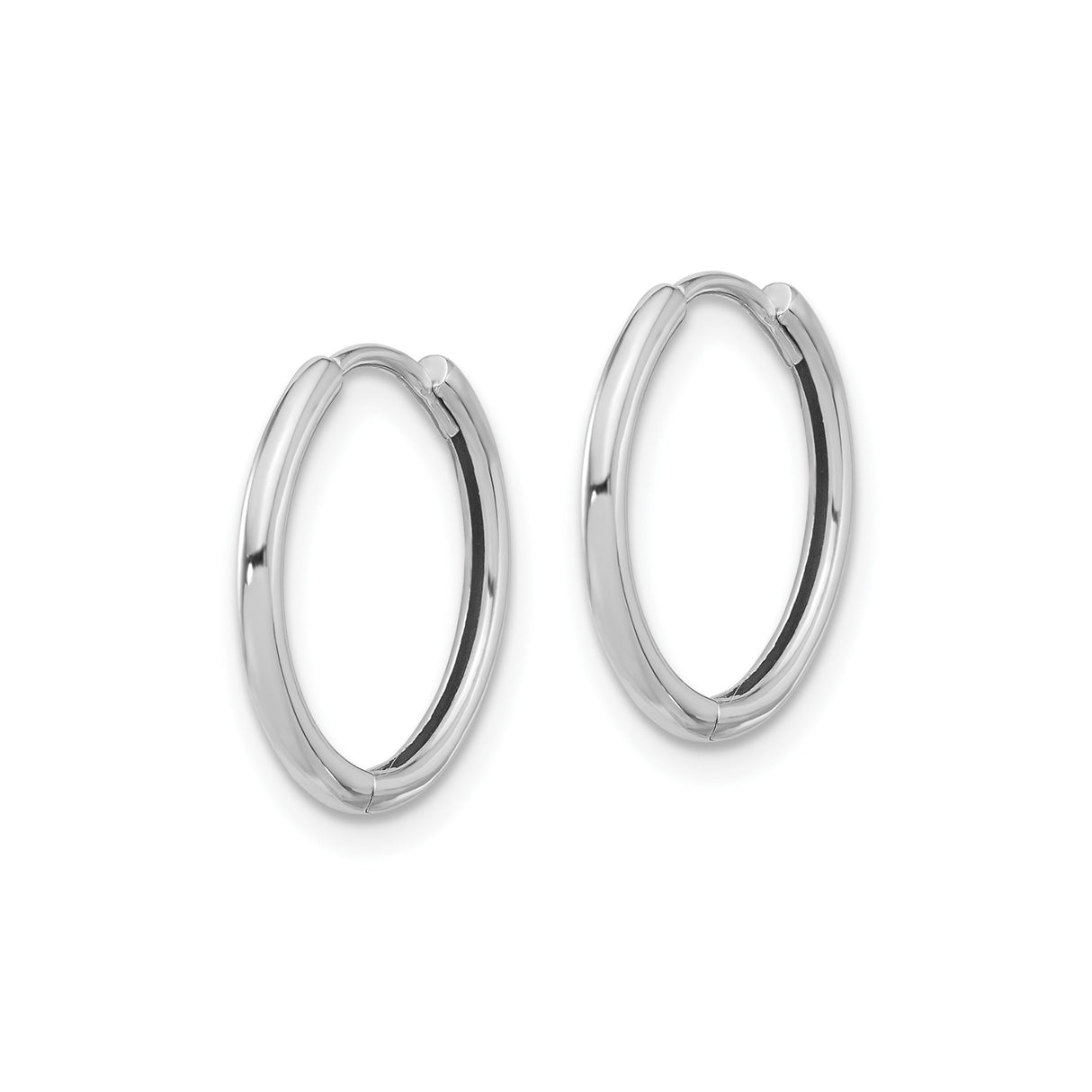 14k White Gold Hoop Earrings, Lightweight Polished Minimalist Design