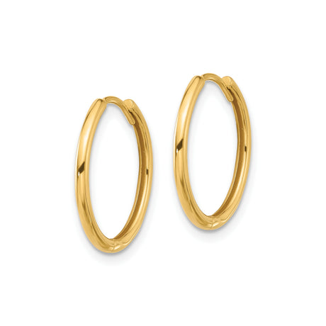 14k Yellow Gold Hoop Earrings, Small Polished Round Hoops, Minimalist Unisex Design