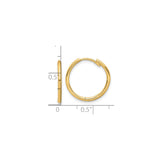 14k Yellow Gold Hoop Earrings, Small Polished Round Hoops, Minimalist Unisex Design