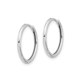 14k White Gold Hoop Earrings, Classic Polished Design with Hinged Closure, Unisex Style