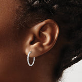 14k White Gold Hoop Earrings, Classic Polished Design with Hinged Closure, Unisex Style