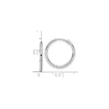 14k White Gold Hoop Earrings, Classic Polished Design with Hinged Closure, Unisex Style