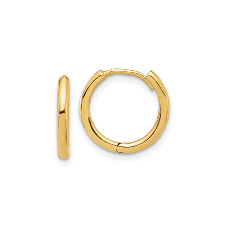 14k Yellow Gold Small Hoop Earrings, Smooth Polished Finish, Lightweight Minimalist Design