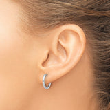 14k White Gold Hoop Earrings, Polished Seamless Hinged Design, Unisex Minimalist Style