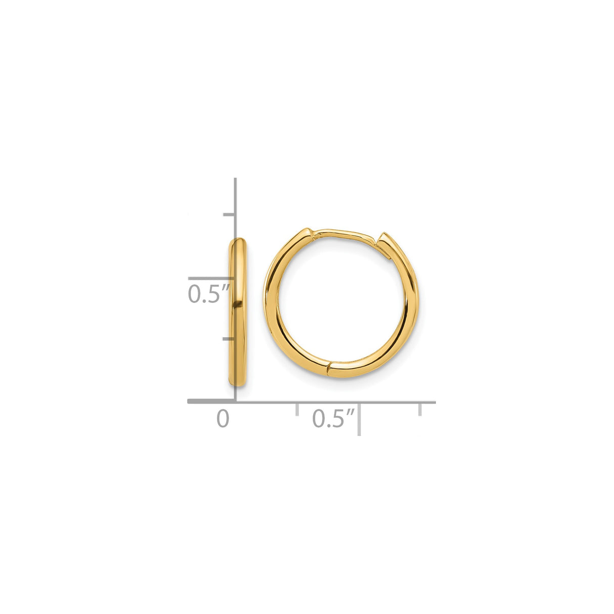 14k Yellow Gold Hoop Earrings, Small Polished Huggie Style, Minimalist Unisex Design