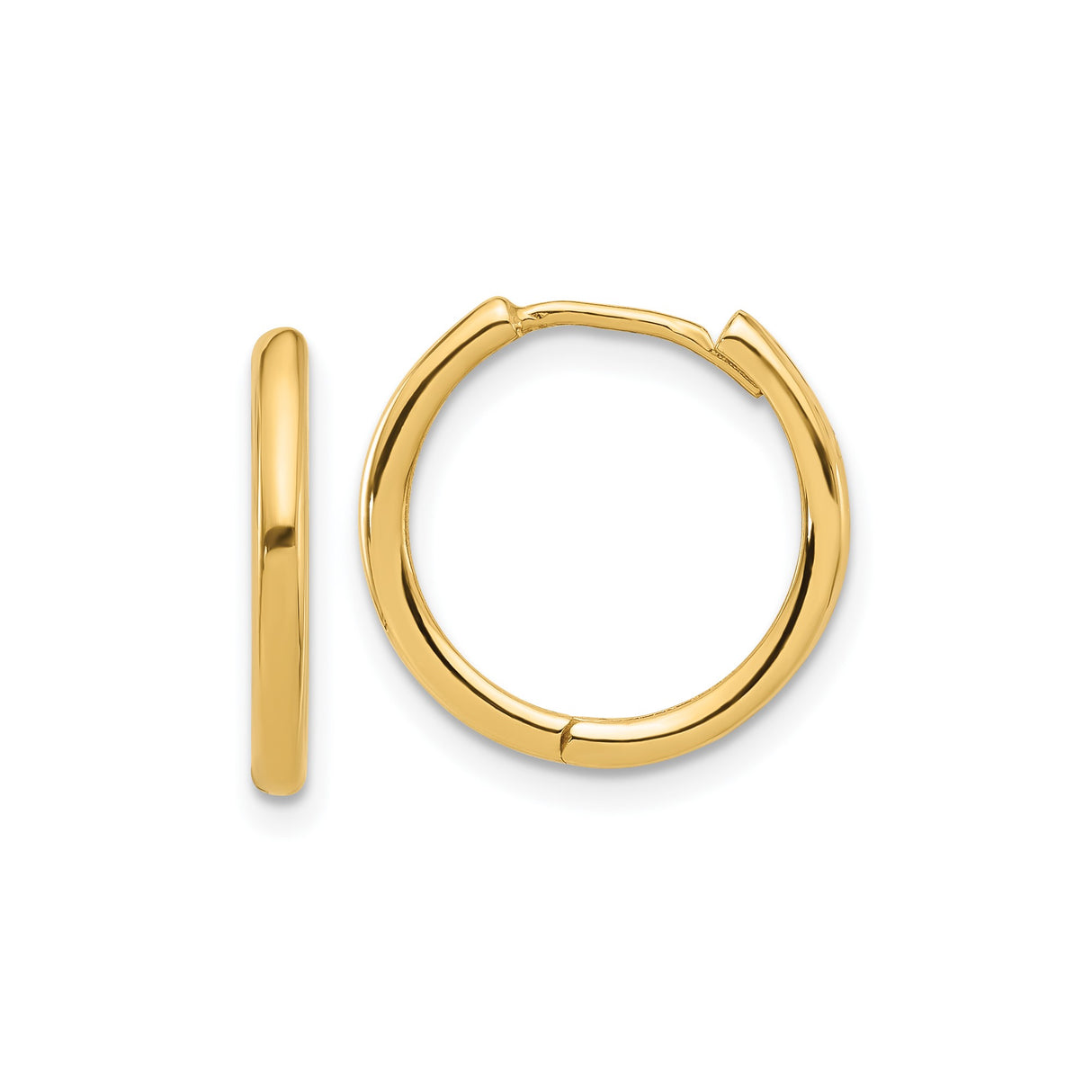 14k Yellow Gold Hoop Earrings, Small Polished Huggie Style, Minimalist Unisex Design
