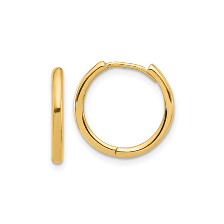 14k Yellow Gold Hoop Earrings, Small Polished Huggie Style, Minimalist Unisex Design