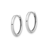 14k White Gold Hoop Earrings, Classic Hinged Polished Design, Unisex Minimalist Style