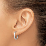 14k White Gold Hoop Earrings, Classic Hinged Polished Design, Unisex Minimalist Style