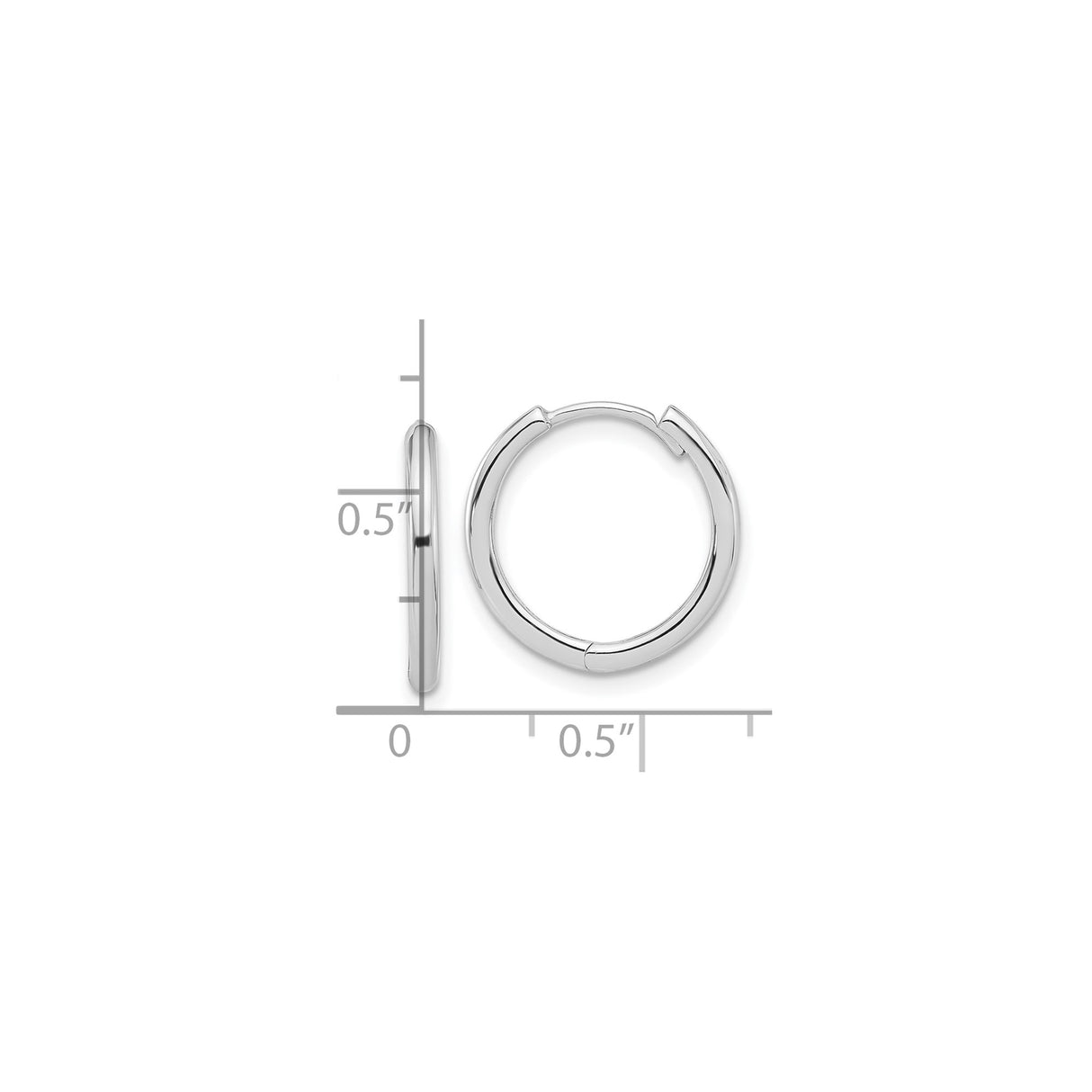 14k White Gold Hoop Earrings, Classic Hinged Polished Design, Unisex Minimalist Style