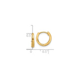 14k Yellow Gold Hoop Earrings, Small Polished Huggie with Hinged Closure, Minimalist Everyday Style