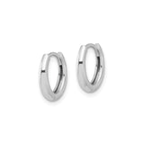 14k White Gold Huggie Hoop Earrings, Minimalist Polished Design, Unisex Everyday Jewelry