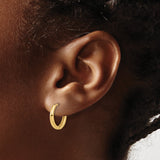 14k Yellow Gold Hoop Earring, Minimalist Polished Sleeper Style with Hinged Closure, Unisex Design